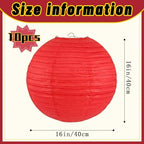 10Pcs 16 Inch Large Red Paper Lanterns, Jumbo Hanging Party Decorations - Image 4