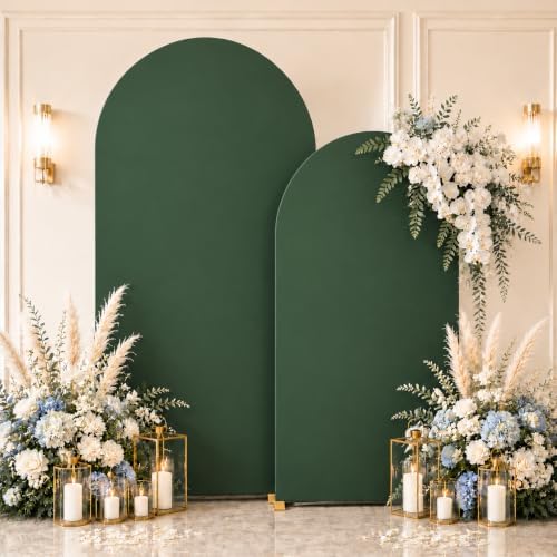 Hunter Green Arch Cover 7.2 and 6ft Spandex Arch Backdrop Cover Set of 2 by Lrrtwer