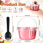 Bokon 200 Pack Cupcake Liners with Dome Lids and Spoons 3.5 oz Mini Foil Baking Cups Disposable Muffin Liners Pans Holders Containers Cupcake Wrappers for Wedding Birthday Party Individual Bakery - Image 2