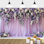 15x10ft Purple Lavender Floral Bridal Backdrop Wedding Flower Photography Backdrop for Girl Portrait Baby Shower Birthday Party Decor Banner Mother's Day Party Wall Backdrop Studio Photo Backgrounds - Image 2