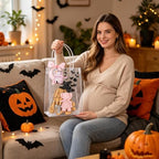 50 Pcs Halloween Baby Shower Prizes for Game Winners 6 Sets A Little Boo is Almost Due Bamboo Cheese Board Spoon Fork Butter Spreaders Thank You Card and Gift Bags for Halloween Baby Shower Favors - Image 5