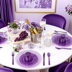 DaYammi 210PCS Purple Glitter Plastic Dinnerware Set for 30 Guests - Image 4
