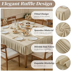 2 Pack Natural Spandex Tablecloths for 54x54 Inch Square Tables, Stretch Fitted Table Clothes with Pleated Ruffle Skirt for 54” Table, Wrinkle Free and Elastic, for Party Kitchen Home Dining - Image 5