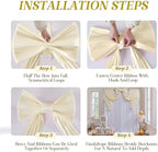 Beige Large Bows Backdrop Giant Bows Birthday Party Decorations Large Giant Bow Decor, Cream Giant Satin Bow Decoration for Wedding Baby Shower Birthday Photo Booth 47"x24" - Image 3