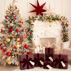 Burgundy Christmas Kraft Wrapping Paper 45 ft Velvet Ribbon 12 Gift Tags - Image 6