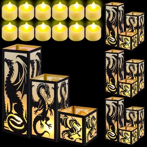 Rossesay 12 Pcs Dragon Lantern Table Centerpiece for Medieval Party Decor by Rossesay