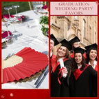 Roowest 50 Pack Paper Folding Fans Bamboo Wedding Favors, Red - Image 4