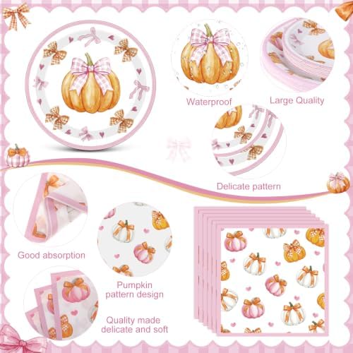 Funnymoom 434 Pcs Fall Pumpkin Party Decorations Paper Plates Serves 48 - Image 2