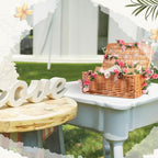 Geelin Wicker Wedding Card Basket with Lid Letter Flag Rustic,Pink - Image 6