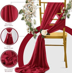 Horbaunal 12 Pack Burgundy Chiffon Table Runners 10FT, 29x120 Inches - Image 4