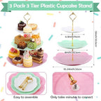 Layhit 83 Pcs Disposable Tea Party Set with 3 Tier Cake Stand Vintage Floral Paper Cups Plates Napkins Cutlery for Women Girls Birthday Baby Shower Bridal Shower Tea(Novel) - Image 3