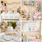 Gender Reveal Decorations,271pcs Greenery Boy or Girl Gender Reveal Plates and Napkins Cups Banner Backdrop Tablecloth Cake Topper Balloon for He Or She Gender Reveal Decorations - Image 5