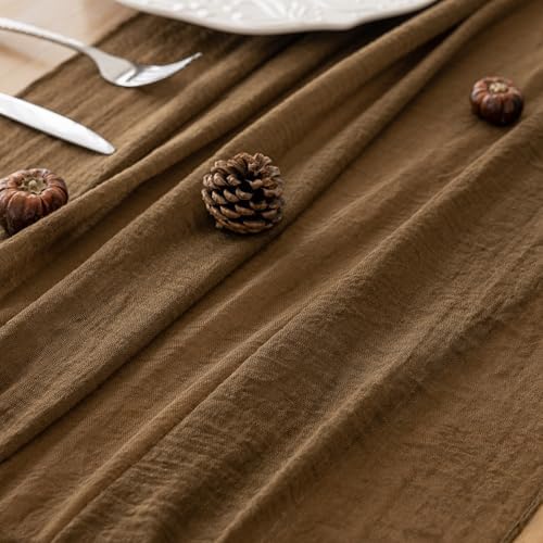 6Pcs Coffee Cheesecloth Table Runner 120 Inches for Party Boho Home Decor - Image 5