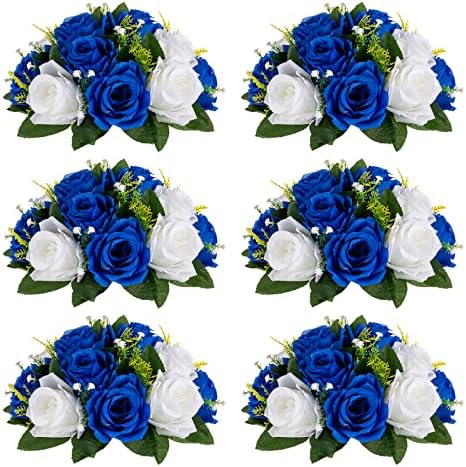 Sziqiqi Fake Flowers for Wedding Centerpiece, Kissing Ball, Navy Blue, 6Pcs by SZIQIQI