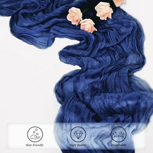 10FT 20 Pack Royal Blue Cheesecloth Table Runner 20 x 120 Inch Long Rustic Gauze Cheese Cloth Table Runner for Wedding Bridal Baby Shower Table Decorations Boho Fabric Sheer Birthday Party Table Decor - Image 5