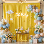10x10FT Backdrop Curtains with Rod Pockets - Wrinkle Free Photo Stage Backdrop 2 Panels Curtains Drapes for Photography Wedding Party Baby Shower Decorations (Yellow) - Image 2