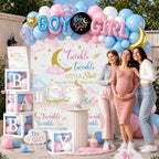 Twinkle Twinkle Little Star Gender Reveal Decorations, All-in-one Gender Reveal Decorations with Backdrop, Confetti Reveal Balloons Plates Napkins Balloon Arch, for Baby Gender Reveal Decorations - Image 4