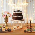 Gold 11.8 Inch Crystal Cake Stand Dessert Display Set of 2 - Image 4