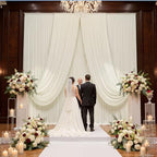 20ft x 15ft Ivory Backdrop Curtains for Wedding Parties, 4 Panels Wrinkle Free Fabric Drapes Photo Backdrop for Baby Shower Birthday Stage Reception Lobby Decoration by CO-AVE