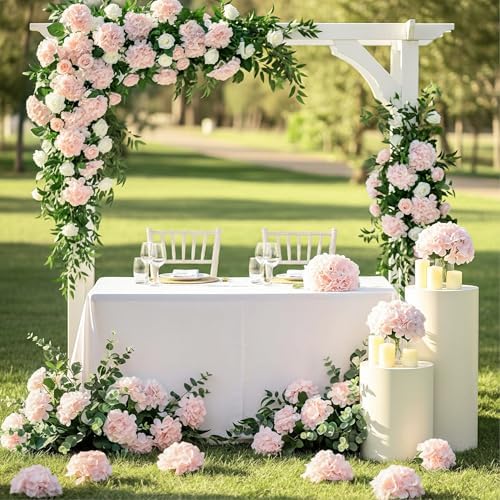 Auihiay 64Pcs Pink Hydrangea Artificial Flowers Bulk, Silk Hydrangeas - Image 2