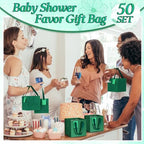 Windyun 50 Pcs Mini Paper Gift Bags with Handle 6 x 6 x 6'' Square Small Favor Bag with DIY Thank You Tag for Christmas Birthday Wedding Bridal Shower Bridesmaid Graduation Party (Green) - Image 5