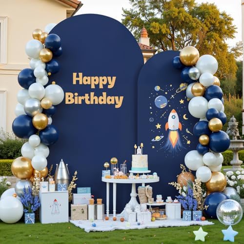 Navy Blue Arch Covers Backdrop Set of 2 Wedding Arch Covers Stretchy Backdrop Decorations Baby Shower Bridal Shower Photo Birthday Party Graduation Arch Covers 7.2 and 6ft Spandex - Image 6