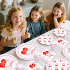 250 PCS Cherry Party Supplies, Service for 50, Cherry Birthday Party Decorations Decor Tableware Set Includes Plates, Napkins, Cups and Forks for Baby Shower Birthday - Image 5