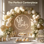Oh Baby Backdrop Wooden Sign Round Gender Reveal Background Photo Decor - Image 5