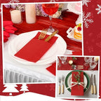 60 Pcs Red Linen-Feel Paper Napkins with Built-in Flatware Pocket, Pocket Linen Napkin Prefolded Cloth Like Paper Napkin Bulk for Anniversay Silverware Birthday Bathroom Wedding Party (Pack of 3) - Image 5