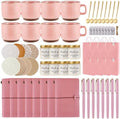 Baby Shower Prizes for Game Winners Baby Shower Games Prizes Ceramic Mugs with Metal Spoons Woven Coasters Notebooks Scented Candles Gift Bags Wedding Bridal Shower Favors for Guests (8, Pink) by WishFond