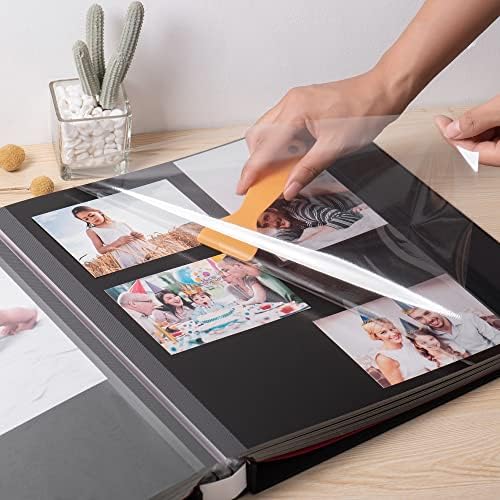 Large Photo Album Self Adhesive 4x6 5x7 3x5 8.5x11 Scrapbook Magnetic Album DIY Scrap Book Length 13 x Width 12.8 (Inches) 120 Black Sticky Pages Linen Cover DIY Photo Album(Black) - Image 2