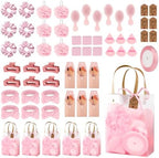 OINETRK 109pcs Baby Shower Prizes for Winners Gifts Baby Shower Favors including Headband Hair Brush Compact Mirror Bath Sponges Powder Puff Hair Tie Claw Makeup Brushes Gift Bag Bridal Shower(Pink) by Unknown