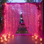 20×10ft Hot Pink Tulle Backdrop Curtain with Lights String for Parties, Sheer Photo Backdrop Curtains for Wedding Party Photography Background - Image 6