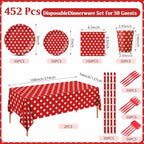 Funnymoom 452 Pcs Red Polka Dot Baby Shower Party Supplies for 50 Guests - Image 3