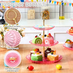 Patelai 8 Pcs 3 Tier Acrylic Cake Stand, Clear Pink, Golden - Image 2