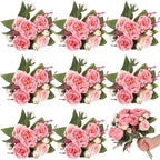 8 Bundles Artificial Peony Centerpiece Flowers,Pink Color by Yuxung