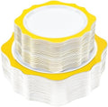realluck 100Pcs White & Yellow Plastic Plates for 50 Guests by Realluck
