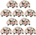 NUPTIO Flower Balls for Wedding Centrepieces - 10 Pcs 9.5in Diameter Artificial Flower Ball Arrangement Bouquet Peachy Pink & Creamy White Fake Rose Flowers Party Centerpieces for Weddings Tables by Nuptio