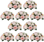 NUPTIO Flower Balls for Wedding Centrepieces - 10 Pcs 9.5in Diameter Artificial Flower Ball Arrangement Bouquet Peachy Pink & Creamy White Fake Rose Flowers Party Centerpieces for Weddings Tables by Nuptio