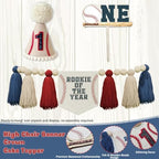 Hombae Rookie Year 1st Birthday Decorations, Baseball First Birthday Decor Party Supplies with Balloons Boxes, Highchair & Photo Banners, Crown, Cake Cupcake Toppers, Tablecloth, Backdrop, Poster - Image 5