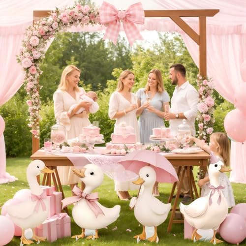 4 Pcs Large One Silly Goose Baby Shower Decoration for Girl Silly Goose Cardboard Cutouts Backdrop Party Decorations for Photo Booth Props Lawn Yard Signs Party Supplies - Image 5