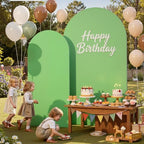 Brown Sage Green Arch Backdrop Cover Set of 2-7.2ft 6ft Dual Color Wedding Arch Covers-Wrinkle Free Stretchy Spandex Fitted Chiara Arch Stand Cover for Jungle Birthday Party Baby Shower Photography - Image 6