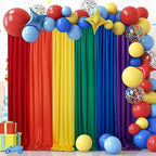 Birthday Backdrop Curtain 15ftx10ft - Rainbow Wrinkle Free Satin Drapes by SoarDream