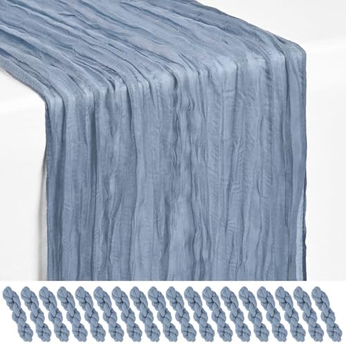 18 Pack Dusty Blue Cheesecloth Table Runner 17x108 Inches Boho Home Decor by Showgeous