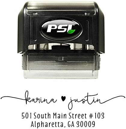 Self Ink Custom Return Address Stamp with Heart, Black Ink, Personalized Rubber Stamper for Wedding Invitations, Housewarming Gift, Engagement Gift Idea by PrettySweetParty