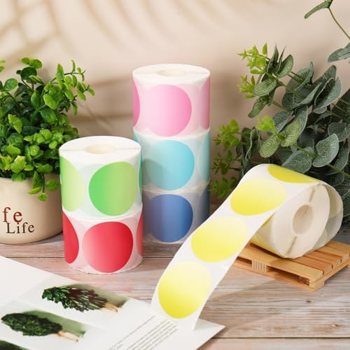 FYSUIMU 3000Pcs Gradient Thermal Label 2 Inch Circle Direct Thermal Sticker 6 Colors Round Adhesive Printer Decal for DIY Name Tag Logo Design, 6 Rolls (Pack of 2) - Image 3