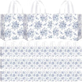 Abbylike 30 Pcs Blue Floral Gift Bags Reusable Large Tote with Handle by Abbylike