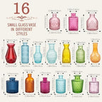 32 PCS Assorted Vintage Bud Vases, Colorful Glass Small Vases Bulk, for Centerpieces, Wedding Table Decor, Home Decorations & Gifts (Colorful rieires) - Image 2