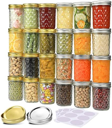 SPANLA Mason Jars 8 oz, 24 Pack Small Canning Jars 8oz Half Pint Glass jars - Image 5