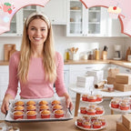 200 Pack Aluminum Cupcake Liners with Lids,Rose Silver,Plain - Image 5